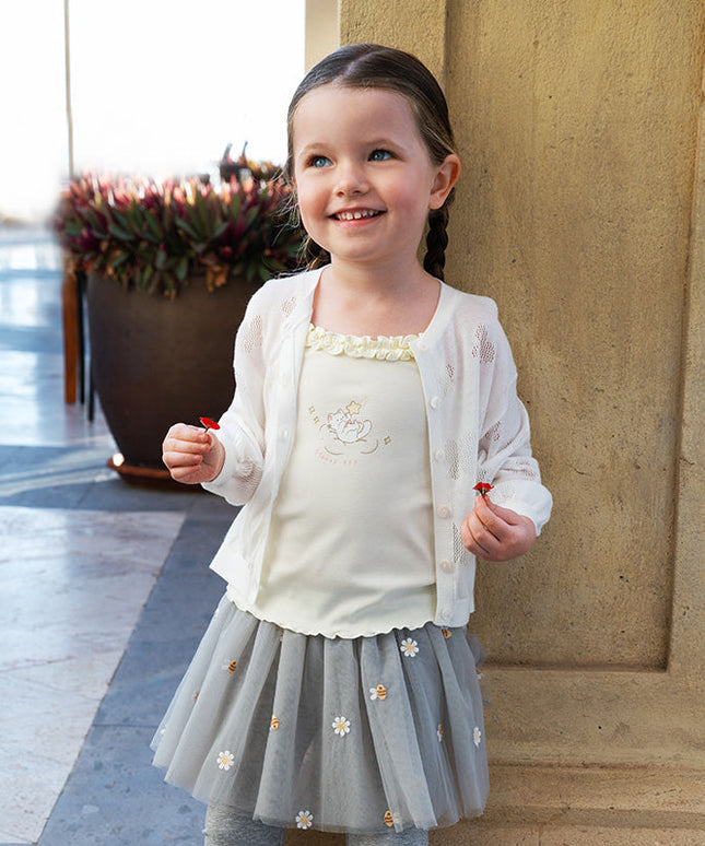 Kids Girls Summer Elegant White Long-sleeveD Cardigans