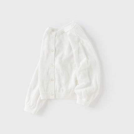 Kids Girls Summer Elegant White Long-sleeveD Cardigans