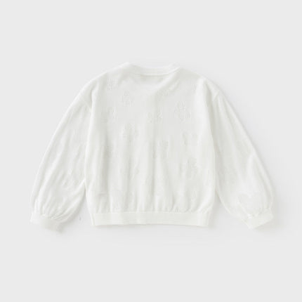 Kids Girls Summer Elegant White Long-sleeveD Cardigans