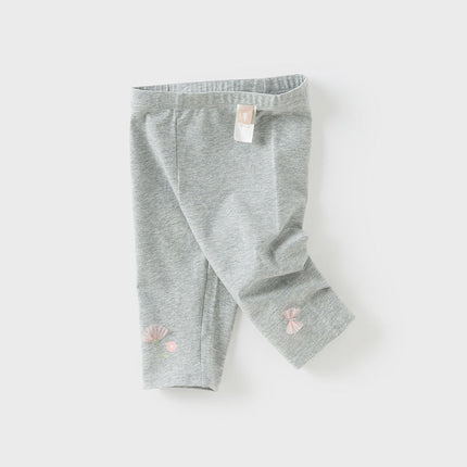 Toddler Girls Summer Breathable Cotton Grey/Beige Versatile Leggings