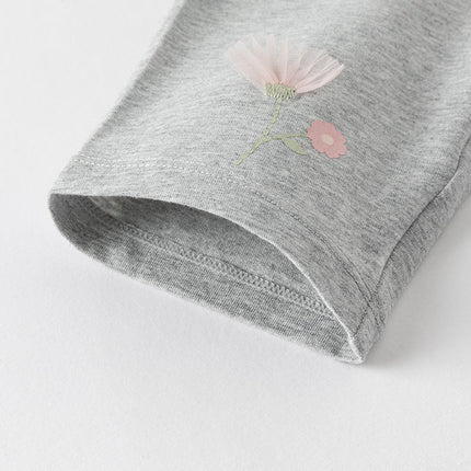 Toddler Girls Summer Breathable Cotton Grey/Beige Versatile Leggings