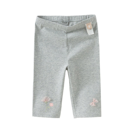 Toddler Girls Summer Breathable Cotton Grey/Beige Versatile Leggings