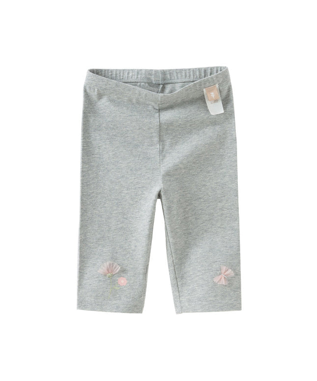 Toddler Girls Summer Breathable Cotton Grey/Beige Versatile Leggings