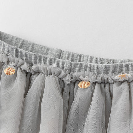 Toddler Girls Summer Floral Embroidered Mesh Skirt-style Pants