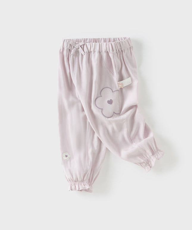 Toddler Girls Summer Grey Purple Lightweight Mosquito Proof Pants