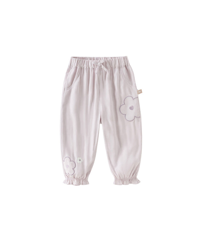 Toddler Girls Summer Grey Purple Lightweight Mosquito Proof Pants
