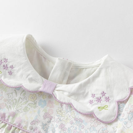 Girls Summer Cotton Doll Collar Floral Dress