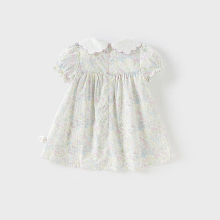 Girls Summer Cotton Doll Collar Floral Dress