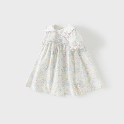 Girls Summer Cotton Doll Collar Floral Dress