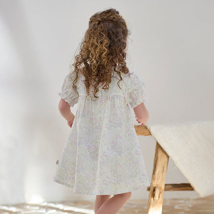 Girls Summer Cotton Doll Collar Floral Dress