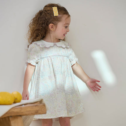 Girls Summer Cotton Doll Collar Floral Dress