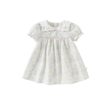 Girls Summer Cotton Doll Collar Floral Dress