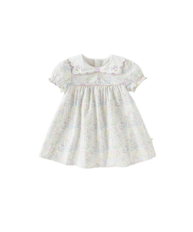 Girls Summer Cotton Doll Collar Floral Dress