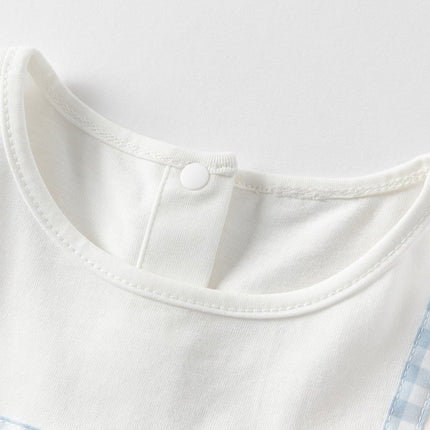 Girls Summer Cute Cotton Blue White Plaid Party Dress
