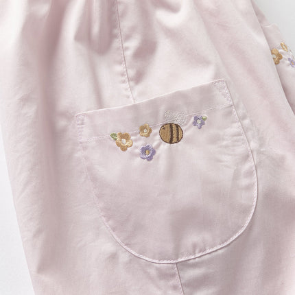 Toddler Girls Summer Grey Purple/Apricot Loose Straight-leg Pants