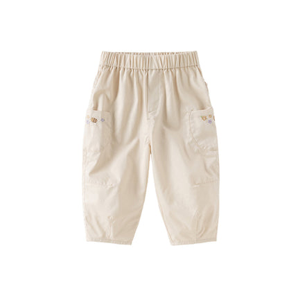 Toddler Girls Summer Grey Purple/Apricot Loose Straight-leg Pants
