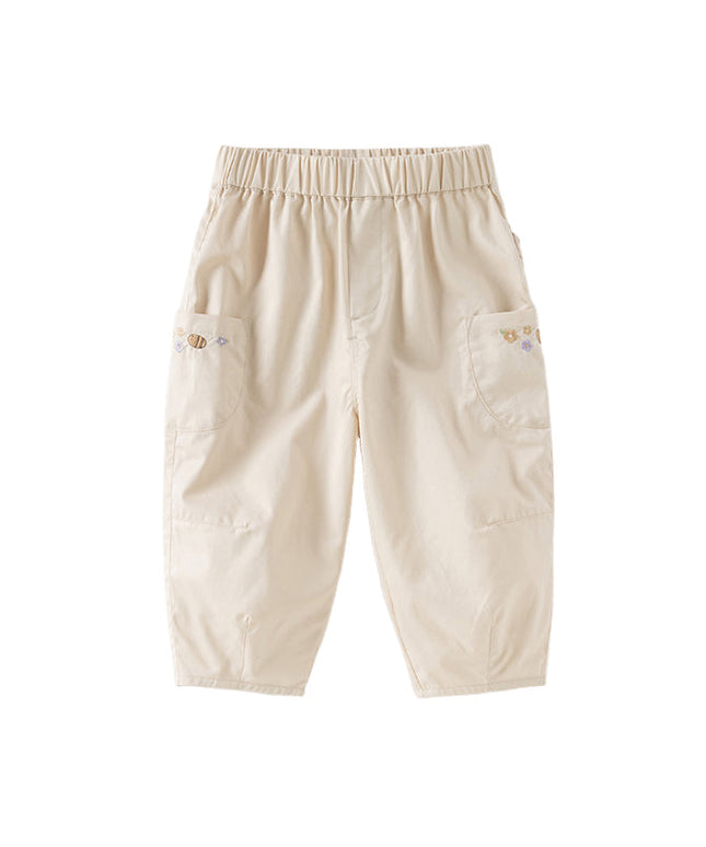 Toddler Girls Summer Grey Purple/Apricot Loose Straight-leg Pants