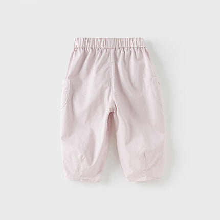 Toddler Girls Summer Grey Purple/Apricot Loose Straight-leg Pants