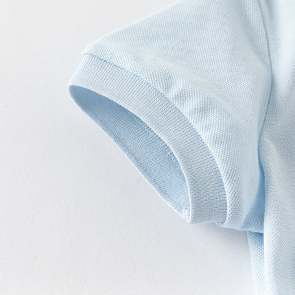 Girls Summer Formal Polo Collar Blue Dress