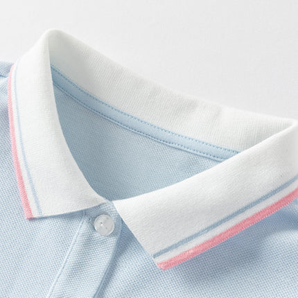 Girls Summer Formal Polo Collar Blue Dress