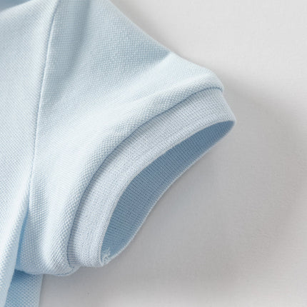 Girls Summer Formal Polo Collar Blue Dress