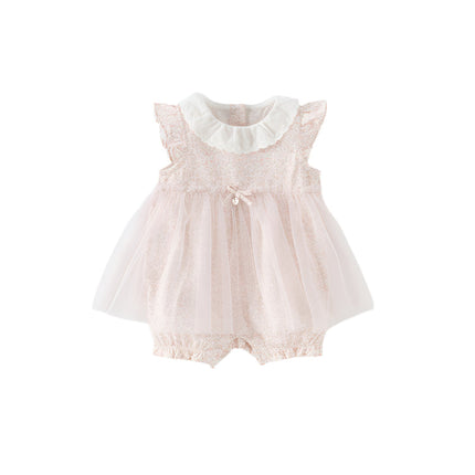 Baby Girls Summer Cotton Floral Print Jumpsuit Romper