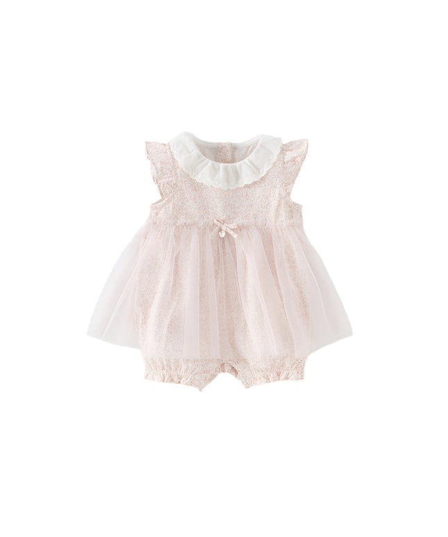 Baby Girls Summer Cotton Floral Print Jumpsuit Romper