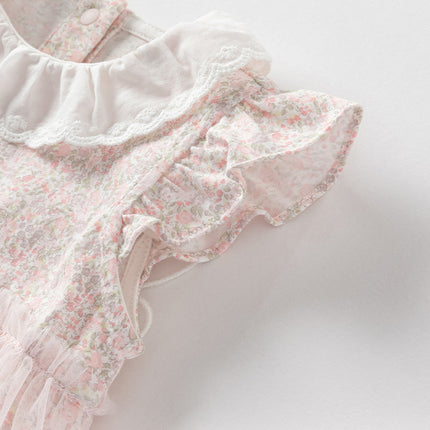 Baby Girls Summer Cotton Floral Print Jumpsuit Romper