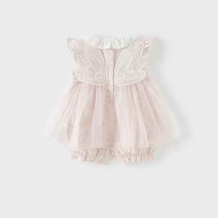 Baby Girls Summer Cotton Floral Print Jumpsuit Romper