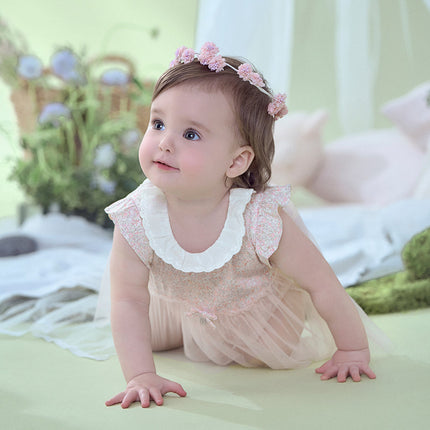 Baby Girls Summer Cotton Floral Print Jumpsuit Romper