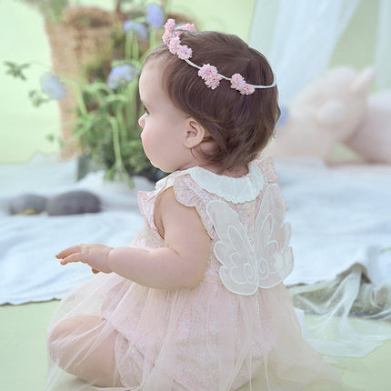 Baby Girls Summer Cotton Floral Print Jumpsuit Romper