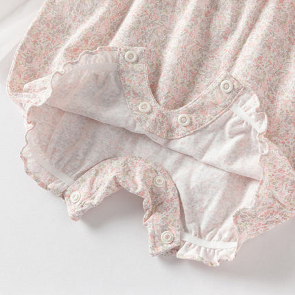 Baby Girls Summer Cotton Floral Print Jumpsuit Romper