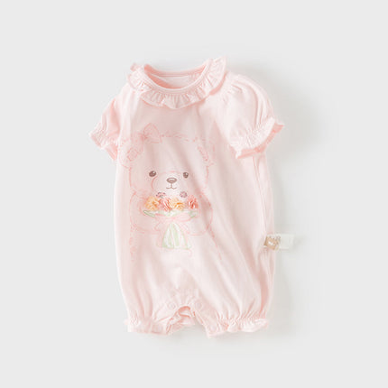 Baby Girls Summer Cute Pink Pure Cotton Comfortable Rompers