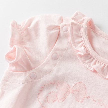 Baby Girls Summer Cute Pink Pure Cotton Comfortable Rompers