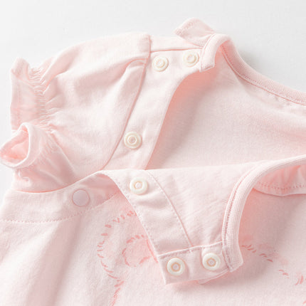 Baby Girls Summer Cute Pink Pure Cotton Comfortable Rompers