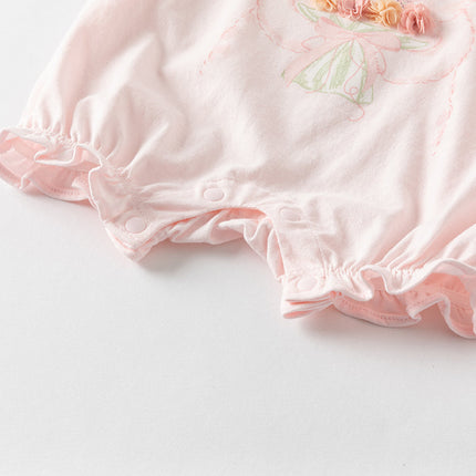 Baby Girls Summer Cute Pink Pure Cotton Comfortable Rompers