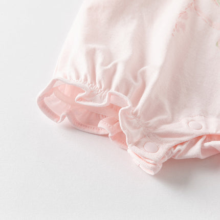 Baby Girls Summer Cute Pink Pure Cotton Comfortable Rompers