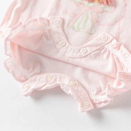 Baby Girls Summer Cute Pink Pure Cotton Comfortable Rompers