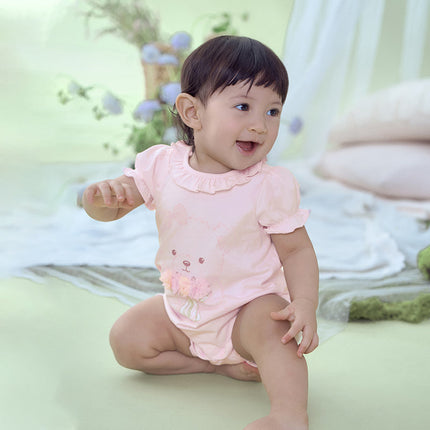 Baby Girls Summer Cute Pink Pure Cotton Comfortable Rompers