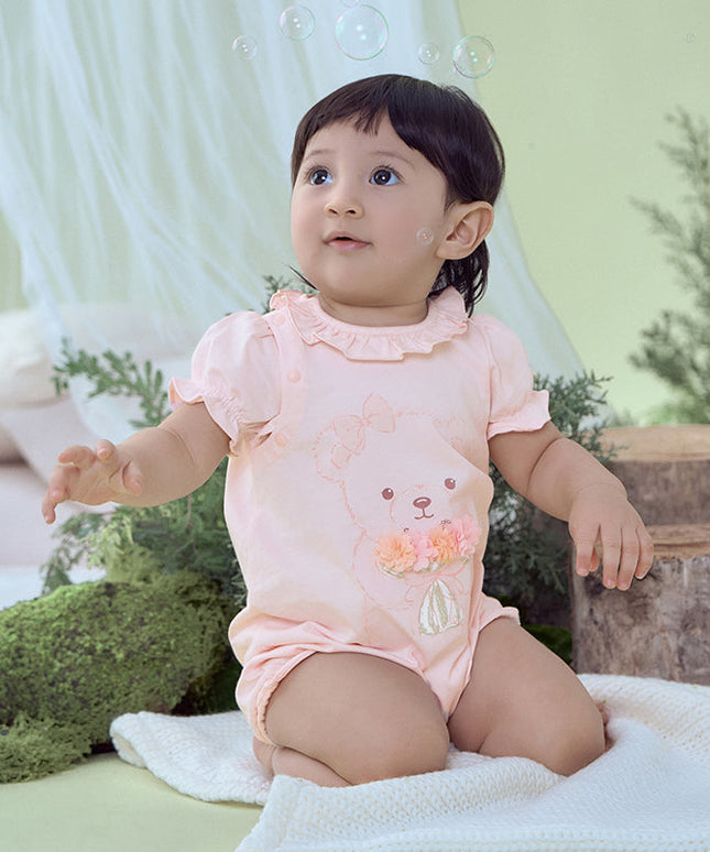 Baby Girls Summer Cute Pink Pure Cotton Comfortable Rompers