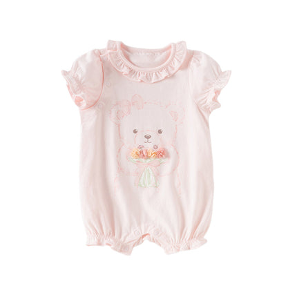 Baby Girls Summer Cute Pink Pure Cotton Comfortable Rompers