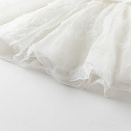 Girls Summer White Princess Party Dress