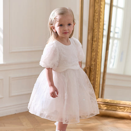 Girls Summer White Princess Party Dress