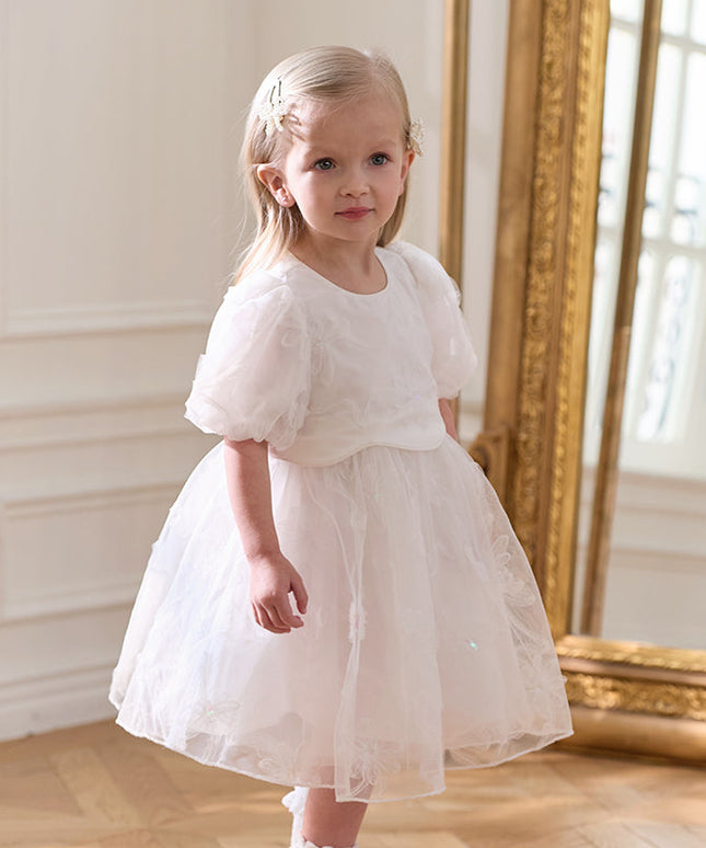 Girls Summer White Princess Party Dress