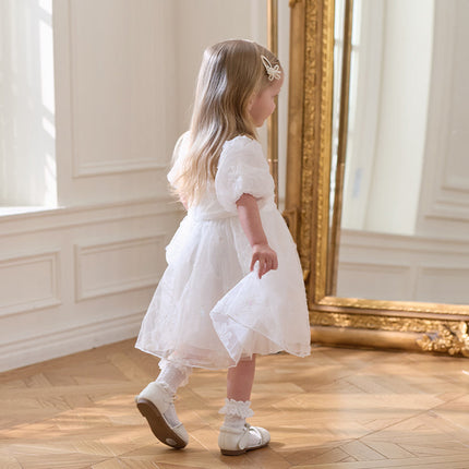 Girls Summer White Princess Party Dress