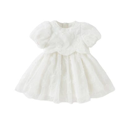 Girls Summer White Princess Party Dress