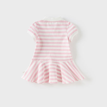 Girls Summer Cotton Striped Polo Dress