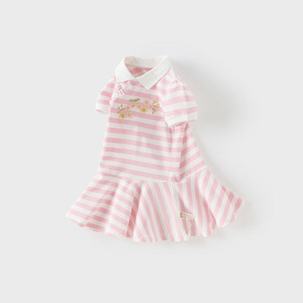 Girls Summer Cotton Striped Polo Dress