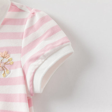 Girls Summer Cotton Striped Polo Dress