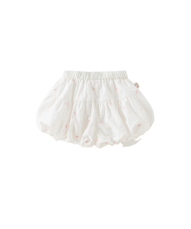 Toddler Girl Summer White/Pink Lantern Flower Bud Shorts